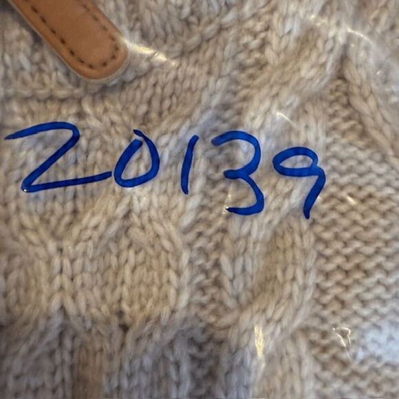 Cupcakes & Cashmere Full Zip Cable Knit Poncho Stand Collar Beige Tan Size M/L - Picture 9 of 9